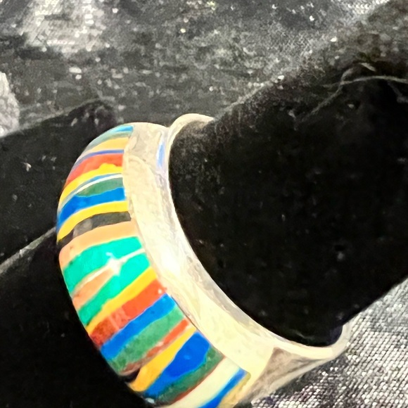 RARE…Rainbow Casillica Sterling Silver Band - Picture 5 of 6